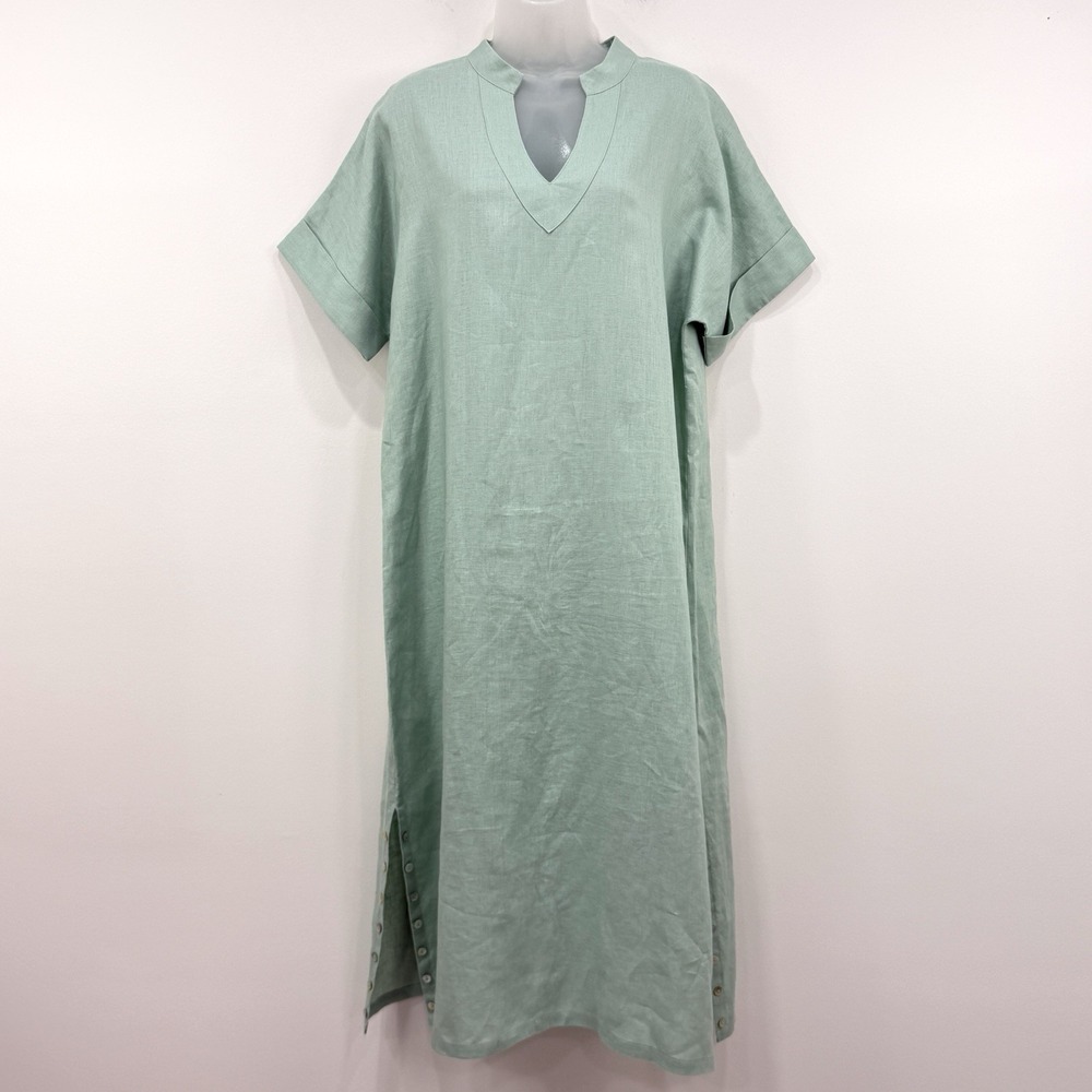 Amelline 100% Linen Maxi Dress Womens M Lagenlook Coastal Oversized Beachy